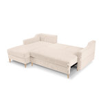 Corner sofa bed (rose) mazzini sofas beige, velvet, natural beech wood, left