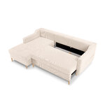 Corner sofa bed (rose) mazzini sofas beige, velvet, natural beech wood, left