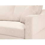 Kampinė sofa-lova (rožinė) mazzini sofos smėlio spalvos, aksomo, natūralaus buko medienos, kairėje