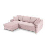 Corner sofa bed (rose) mazzini sofas pink, velvet, natural beech wood, left