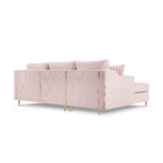 Corner sofa bed (rose) mazzini sofas pink, velvet, natural beech wood, left