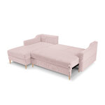 Corner sofa bed (rose) mazzini sofas pink, velvet, natural beech wood, left