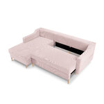 Corner sofa bed (rose) mazzini sofas pink, velvet, natural beech wood, left