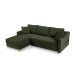 Corner sofa bed (rose) mazzini sofas bottle green, velvet, natural beech wood, left