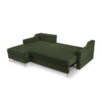 Corner sofa bed (rose) mazzini sofas bottle green, velvet, natural beech wood, left