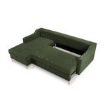 Corner sofa bed (rose) mazzini sofas bottle green, velvet, natural beech wood, left