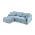 Kampinė sofa-lova (rožinė) mazzini sofos šviesiai mėlyna, aksominė, natūralaus buko mediena, kairė