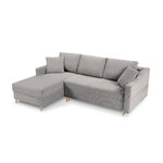 Corner sofa bed (rose) mazzini sofas, light gray, velvet, natural beech wood, left