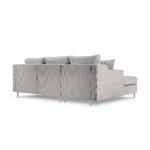 Corner sofa bed (rose) mazzini sofas, light gray, velvet, natural beech wood, left