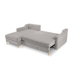 Corner sofa bed (rose) mazzini sofas, light gray, velvet, natural beech wood, left