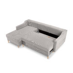 Corner sofa bed (rose) mazzini sofas, light gray, velvet, natural beech wood, left