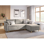 Corner sofa bed (rose) mazzini sofas, light gray, velvet, natural beech wood, left