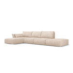 Kampinė sofa &#39;vanda&#39; smėlio spalvos, šenilinė, juodo plastiko, kairė