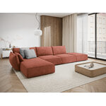 Kampinė sofa &#39;vanda&#39; raudona, šenilinė, juoda plastikinė, kairė