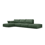 Kampinė sofa &#39;vanda&#39; buteliukas žalias, šenilinis, juodas plastikas, kairėje