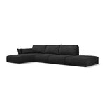 Kampinė sofa &#39;vanda&#39; tamsiai pilka, šenilinė, juodo plastiko, kairė