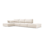 Corner sofa &#39;vanda&#39; light beige, velvet, black plastic, left