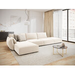 Corner sofa &#39;vanda&#39; light beige, velvet, black plastic, left