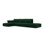 Corner sofa &#39;vanda&#39; bottle green, velvet, black plastic, left