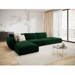 Corner sofa &#39;vanda&#39; bottle green, velvet, black plastic, left