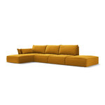 Kampinė sofa &#39;vanda&#39; geltona, aksominė, juoda plastikinė, kairė