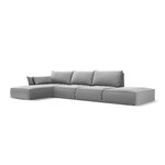 Kampinė sofa &#39;vanda&#39;, pilka, aksominė, juodo plastiko, kairė