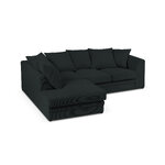Kampinė sofa (cidoninė) mazzini sofos juoda, aksominė, be kojų, kairė