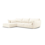 Kampinė sofa &#39;vanda&#39; šviesiai smėlio spalvos, šenilinė, juodo plastiko, kairė