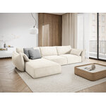 Corner sofa &#39;vanda&#39; light beige, chenille, black plastic, left