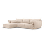 Kampinė sofa &#39;vanda&#39; smėlio spalvos, šenilinė, juodo plastiko, kairė