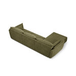 Kampinė sofa &#39;vanda&#39; žalia, šenilinė, juoda plastikinė, kairė