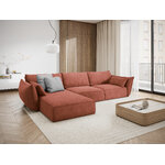 Kampinė sofa &#39;vanda&#39; raudona, šenilinė, juoda plastikinė, kairė