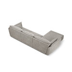 Kampinė sofa &#39;vanda&#39; šviesiai pilka, šenilinė, juodo plastiko, kairė