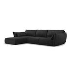 Kampinė sofa &#39;vanda&#39; tamsiai pilka, šenilinė, juodo plastiko, kairė