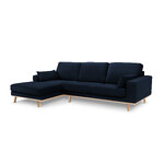 Corner sofa (hebe) in mazzini sofas, deep blue, velvet, without legs, left