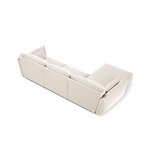 Kampinė sofa &#39;vanda&#39; šviesiai smėlio spalvos, aksomo, juodo plastiko, kairė