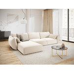 Corner sofa &#39;vanda&#39; light beige, velvet, black plastic, left