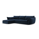 Stūra dīvāns &#39;vanda&#39; dziļi zils, samts, melna plastmasa, pa kreisi