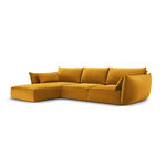 Kampinė sofa &#39;vanda&#39; geltona, aksominė, juoda plastikinė, kairė