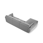 Kampinė sofa &#39;vanda&#39;, pilka, aksominė, juodo plastiko, kairė