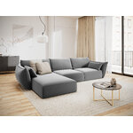 Corner sofa &#39;vanda&#39;, grey, velvet, black plastic, left