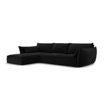 Corner sofa &#39;vanda&#39; black, velvet, black plastic, left