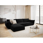 Corner sofa &#39;vanda&#39; black, velvet, black plastic, left