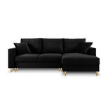 Kampinė sofa-lova (cartadera) mazzini sofos juoda, aksominė, auksinė metalinė, geriau