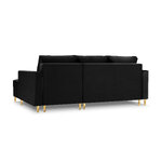 Kampinė sofa-lova (cartadera) mazzini sofos juoda, aksominė, auksinė metalinė, geriau