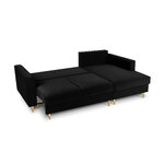 Kampinė sofa-lova (cartadera) mazzini sofos juoda, aksominė, auksinė metalinė, geriau