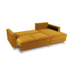 Kulmasohva (cartadera) mazzini sohvat keltainen, sametti, kultametalli, parempi
