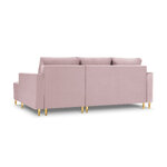 Kampinė sofa-lova (cartadera) mazzini sofos levandų, aksomo, aukso metalo, geriau