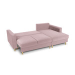 Kampinė sofa-lova (cartadera) mazzini sofos levandų, aksomo, aukso metalo, geriau