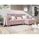 Kampinė sofa-lova (cartadera) mazzini sofos levandų, aksomo, aukso metalo, geriau